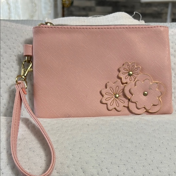 Handbags - Pink Floral Wristlet Clutch 3D flower design